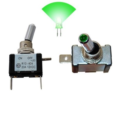 Interruptor com Luz 12V 20A Verde